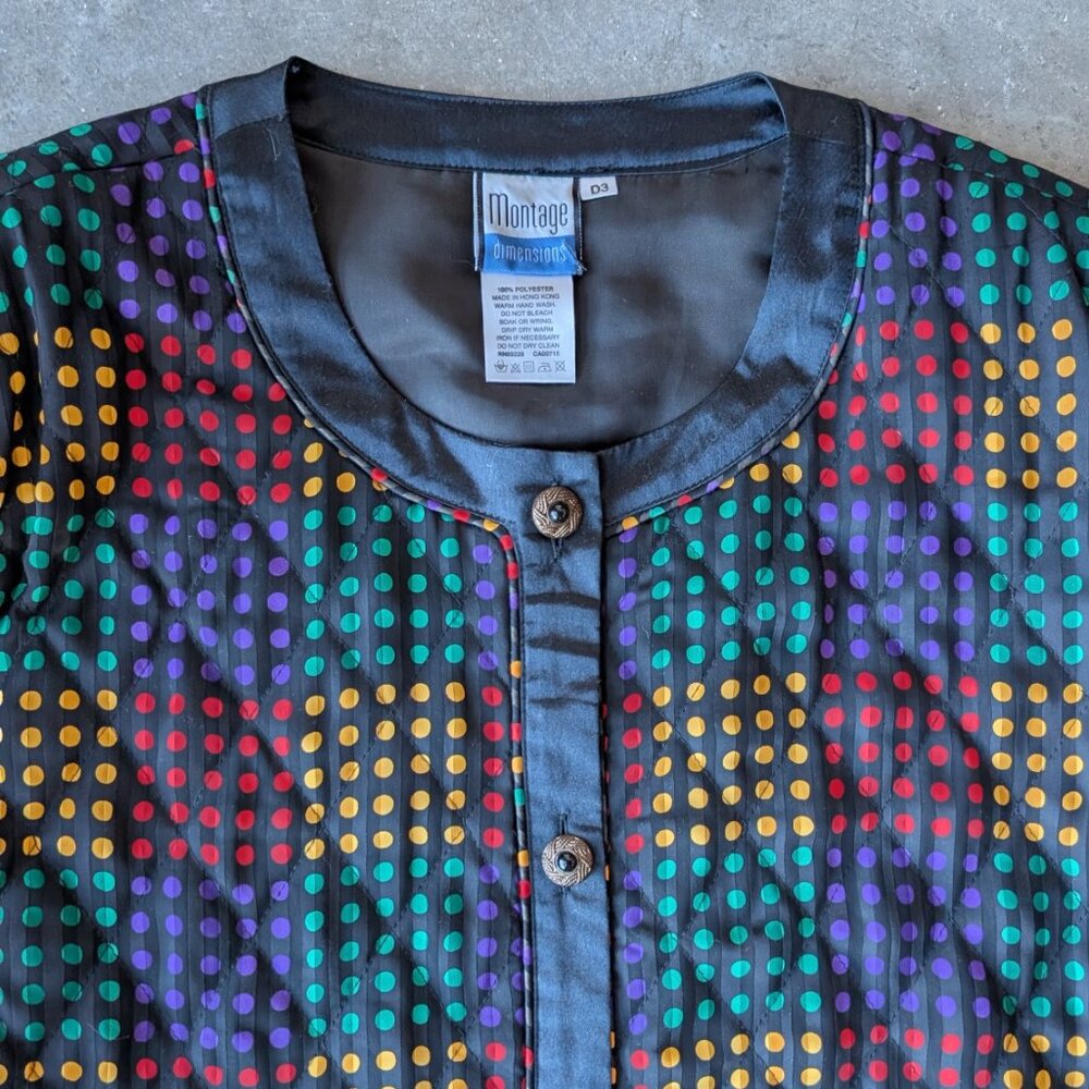 Vintage Montage Dimensions Colorful Rainbow Polka Dot Jacket and Skirt Set - Picture 3 of 13